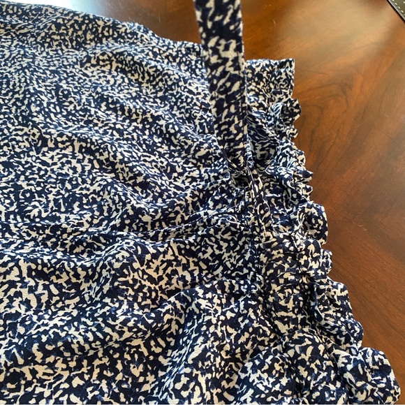 Madewell Drapey Pull-On Shorts Large Blue White Bengali Blockprint L - Picture 4 of 11